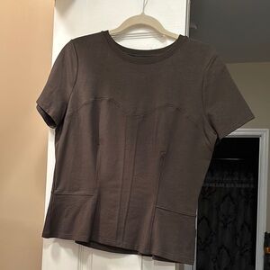 White House Black Market Green Fitted Short Sleeve Top